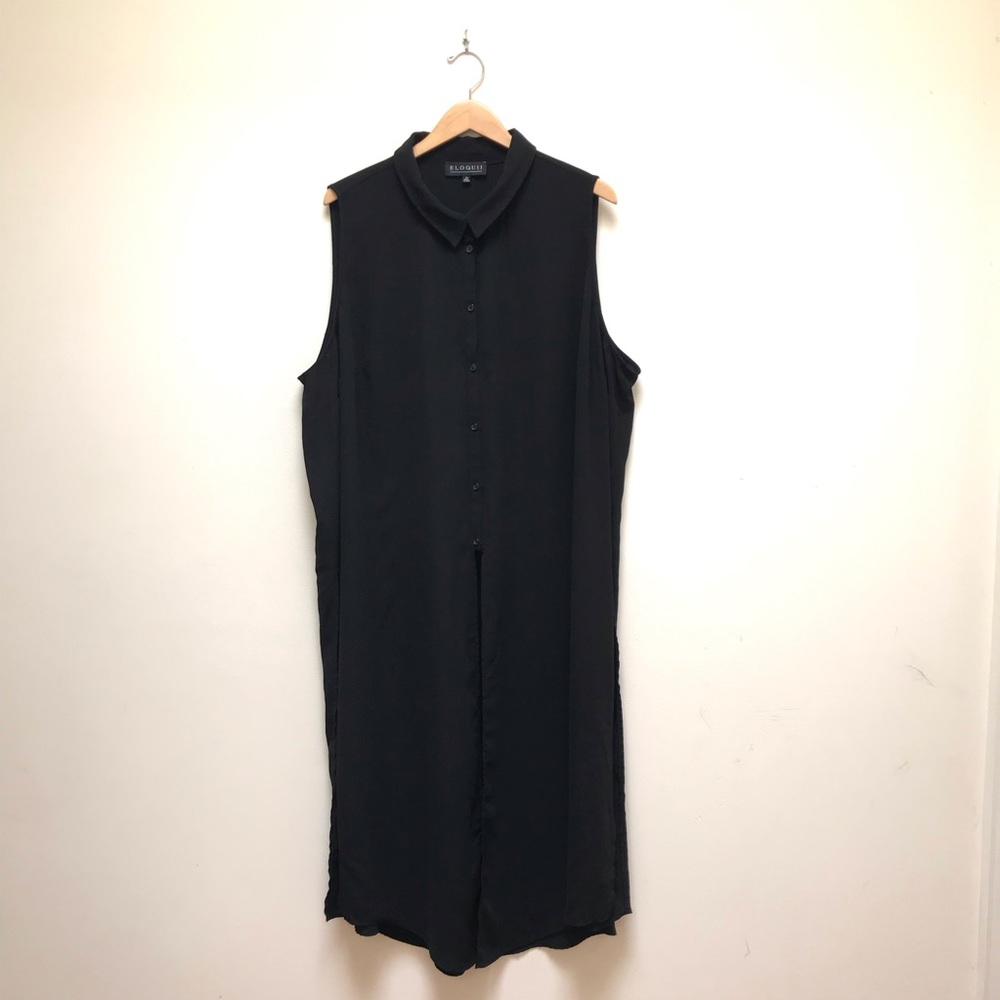 Eloquii | Sleeveless Button Front Long Tunic Shirt - image 1